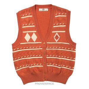 🔴 Balenciaga BB Logo Wool Sweater Vest - Orange/White L